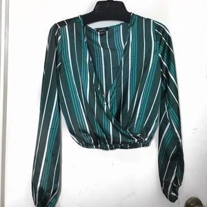 Green Striped Satin Shirt